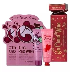 TONYMOLY On Cloud Wine Red Wine Candy Apple 4 Face Masks & Hand Cream Set